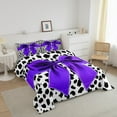thumbnail image 3 of YST Purple Bow Knot Queen Comforter Set, Cowhide Pattern Bows Soft Microfiber Bed Set, Romantic Dreamy Printed Women Girls Down Comforter For Bedroom, Black Princess Cozy Luxury Quilt Set, 3 of 7