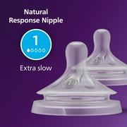 (2 pack) Philips Avent Natural Response Nipples, Extra Slow Flow (Flow 1), 2-Pack, SCY961/02