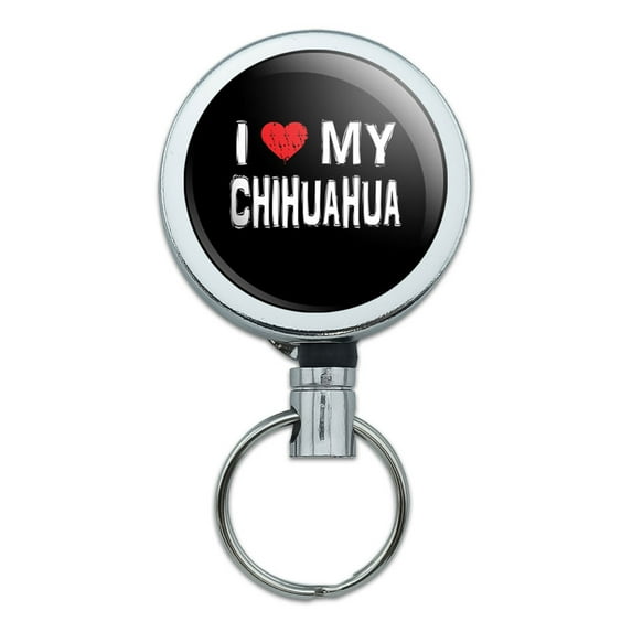 I Love My Chihuahua Stylish Retractable Belt Clip Badge Key Holder