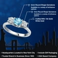 thumbnail image 2 of Gem Stone King 14K White Gold Swiss Blue Topaz & White Lab Grown Diamond 3-Stone Engagement Ring | 1.19 Cttw | Round 5MM and 4MM | Three Stone Wedding Anniversary Promise Ring for Women (Size 8), 2 of 6