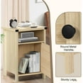 thumbnail image 3 of Farmhouse Nightstand, Rustic End Table with Storage Cabinet and Shelf, End Table for Bedroom Living Room, Wood Night Stand Side Table, Light Oak, 3 of 6