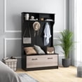 thumbnail image 2 of Giantex Hall Tree w/Bench, Coat Rack w/Shoe Cabinet, Space Saving Design, Black, 2 of 7
