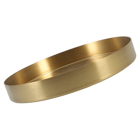 Stainless Steel Decorative Round Tray Metal Plate Jewelry Dish Makeup Organizer Platter Candles Holder For Home Perfume Flowers Table Centerpiece Golden