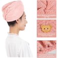 thumbnail image 2 of Toalla de cabello grueso con botón, toalla de microfibra, gorro para cabello seco y gorro de baño.(Rosa claro) JM JM, 2 of 5