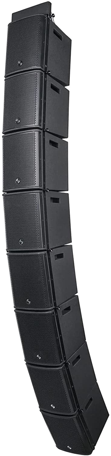 Sound Town ZETHUS Series Line Array Speaker System with Eight Compact 6 x 3 Line Array PA Speakers and One Flying Frame, Black (ZETHUS-M3X8)