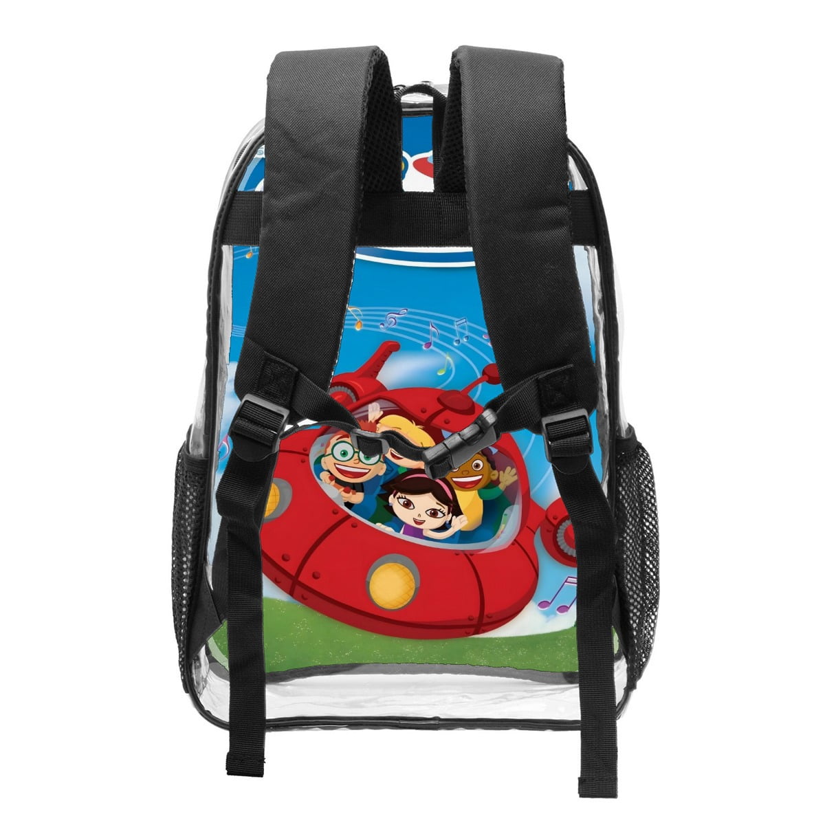 Little Einsteins-theme Clear Backpack Heavy Duty Transparent Bag See Through Bookbag for Work, Sport, College, Travel12.2“X16.9"(31X43cm)