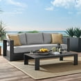 thumbnail image 2 of Lounge Sofa Table Set, Grey Gray, Aluminum, Metal, Fabric, Modern Contemporary, Outdoor Patio Balcony Cafe Bistro Garden Furniture Hotel Hospitality, 2 of 10