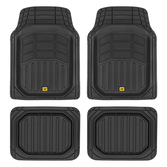 Caterpillar CAMT-9014 (4-Piece) Deep Dish Rubber Truck Floor Mats, Trim To Fit for Car Truck SUV