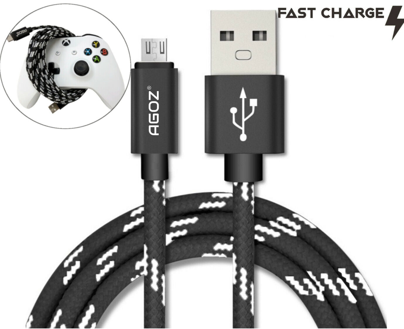 Authentic Short 8inch USB Type-C Cable for GoPro Hero6 Black Also Fast Quick Charges Plus Data Transfer! White 