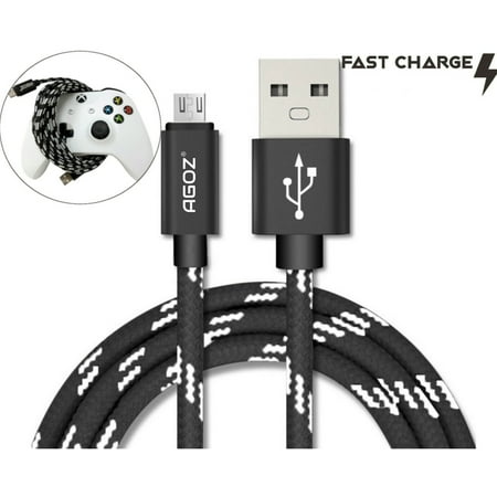 Agoz 4ft Durable Heavy Duty Braided Micro USB FAST Charging Charger Data Sync Cable Cord for Xbox One, Xbox One X, Xbox One S Controller