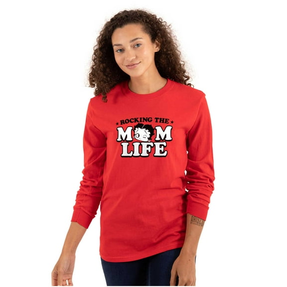 Betty Boop Rocking The Mom Life Women's Long Sleeve T Shirt Brisco Brands L