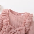 thumbnail image 6 of Kucnuzki Newborn Baby Girls Bodysuits Long Sleeves Ribbed Rompers Solid Color Overall with Headband 2pcs One-piece Fall Pink 9-12 Months, 6 of 10