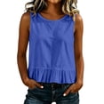 thumbnail image 7 of Admvng Tank Tops for Women Ruffle Hem Crew Neck Sleeveless Solid Casual Summer Blouses, 7 of 7