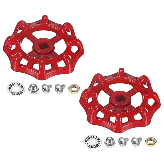 Uxcell 2 Set Outside Faucet Handle 0.31'' Paint Cast Iron Square Stem Hole Water Spigot Handle with Screws Nuts Red