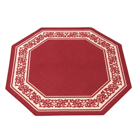 Floral Border Octagon Accent Rug with Skid-resistant Backing to Protect Floors in High Traffic Areas 54