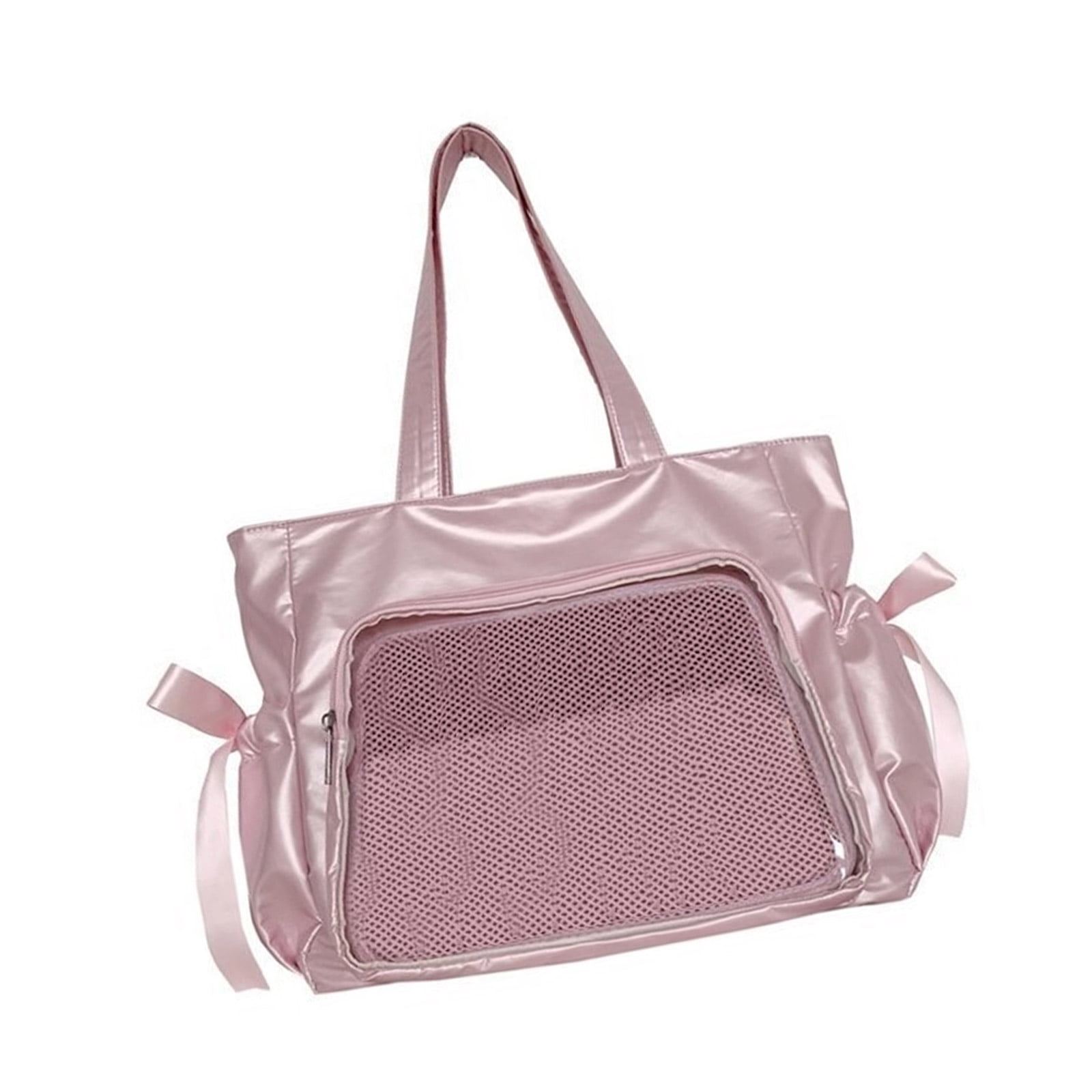 Unique Nylon Itabag with Clear Window Pin Display Bags Versatile Shoulder Purse Casual Handbag for Daily Use and Cosplay
