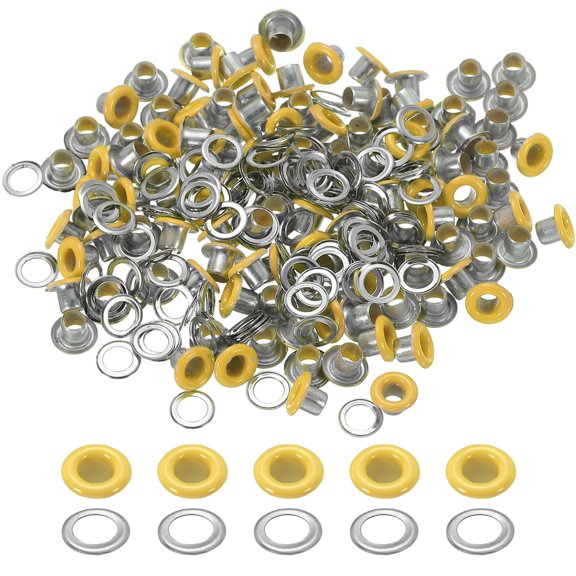 Uxcell 110 Pcs Ojetes con Arandelas 1/8" Kit de Grommets Amarillo