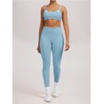 thumbnail image 2 of PISONIC Workout Workout Sets Color Block Twist Back Layered Sports Bra Twist Waist Leggings Gym Yoga Outfits, 2 of 9