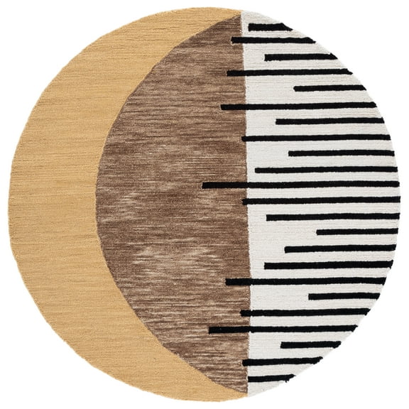 SAFAVIEH Novelty Eleanora Abstract Area Rug, Brown/Beige, 5' x 5' Round