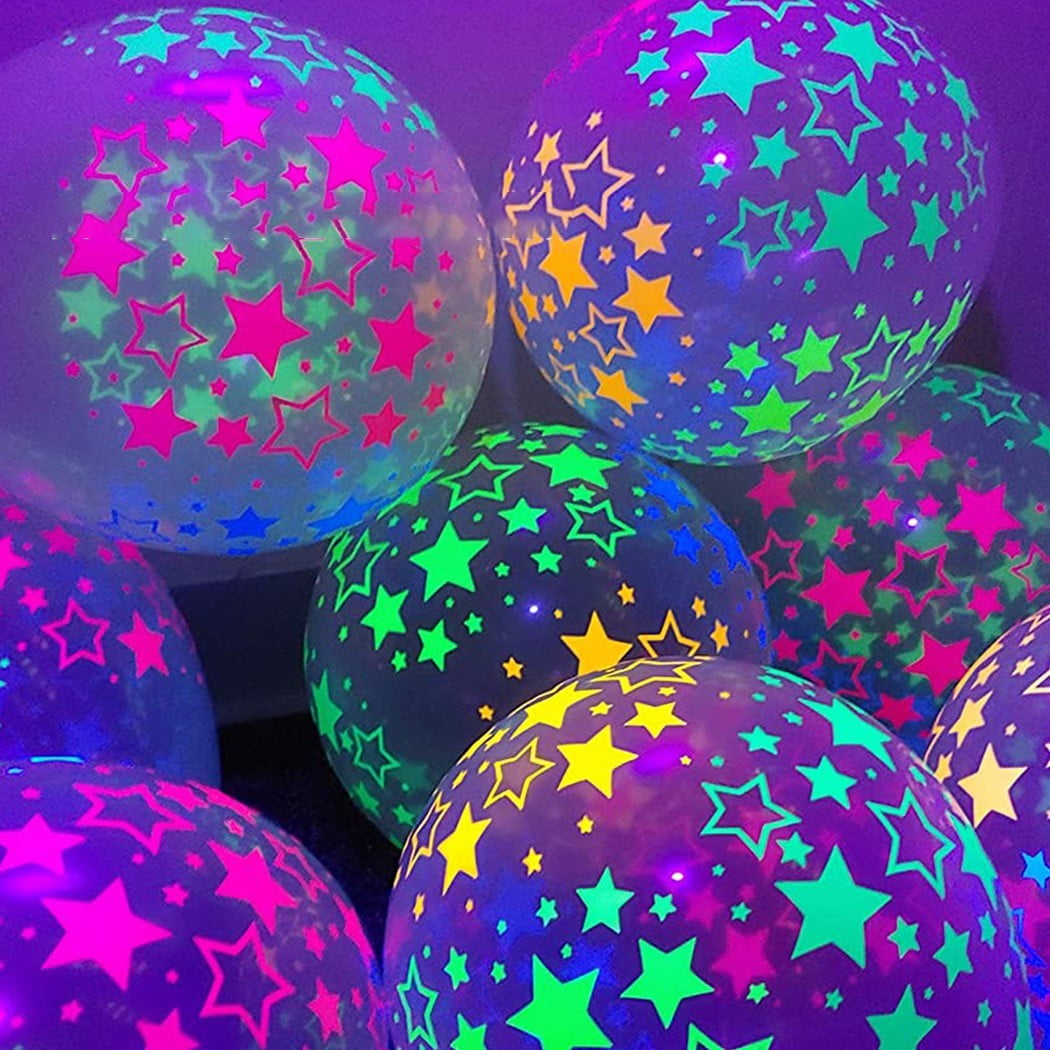 Qenwkxz 90pcs UV Neon Balloons 12 Neon Polka Dot Glow Party