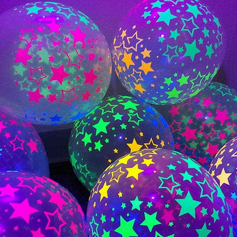 100 Pcs UV Neon Balloons ,Neon Glow Party Balloons UV Black Light
