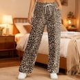 thumbnail image 2 of XIAONU Womens Leopard Print Pants Drawstring Waist Wide Leg Trouser Soft Stylish Loungewear Bottoms Brown2, 2 of 5