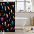 thumbnail image 3 of Manfei Cartoon Space Planets Shower Curtain 72Wx72L,Celestial Rocket Ships Bathroom Curtain,Black, 3 of 5