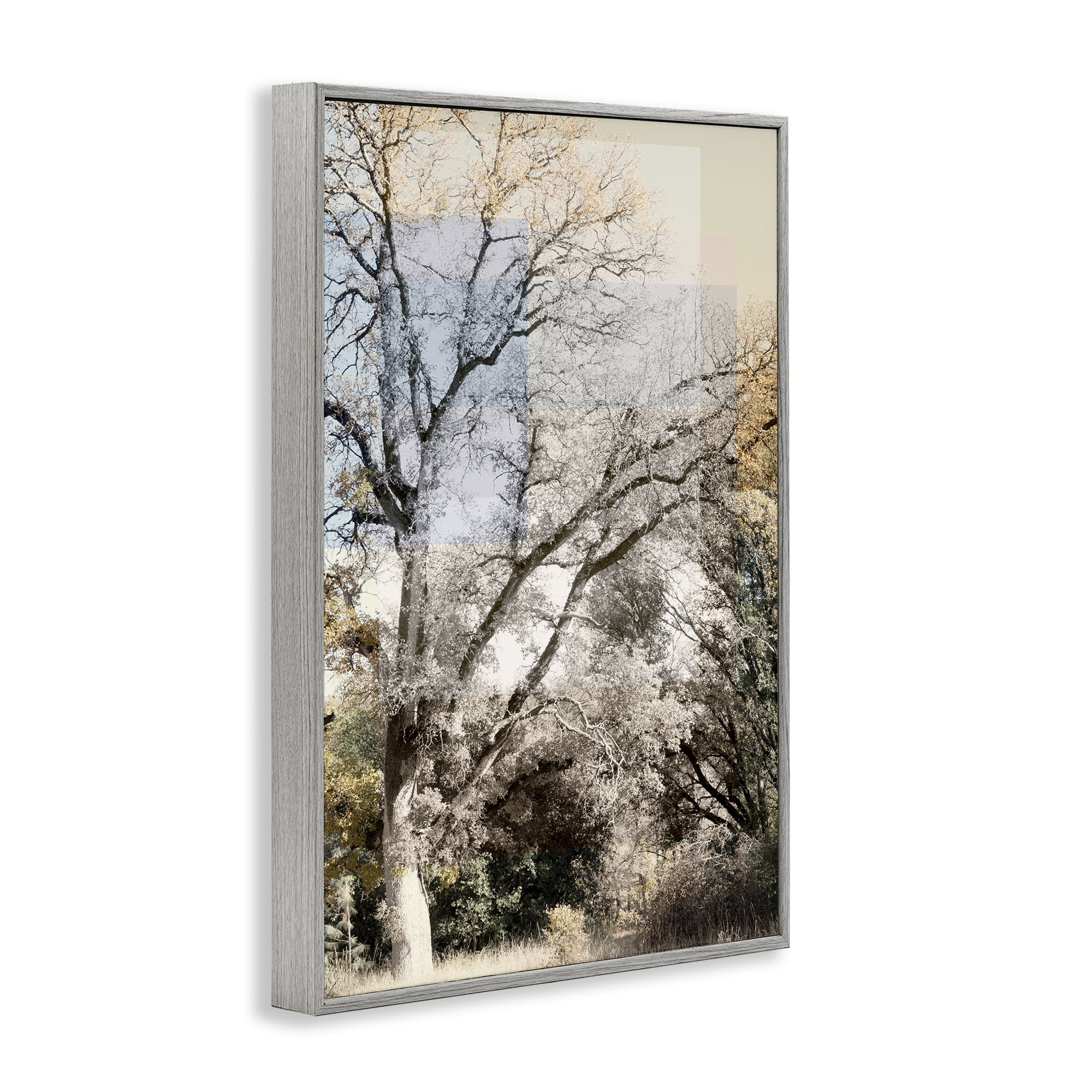 Stupell Industries Tree Collage Layers Gray Framed Giclee Art, design by Gemma Bardot