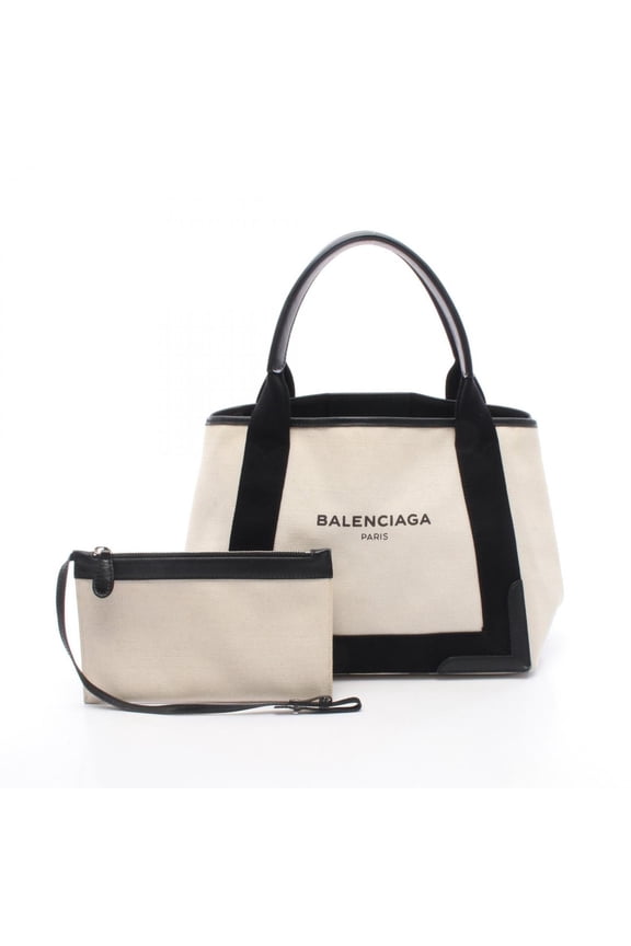 Pre-Owned Balenciaga NAVY CABAS S Navy Cabas Tote Bag Handbag Canvas Leather Women's...