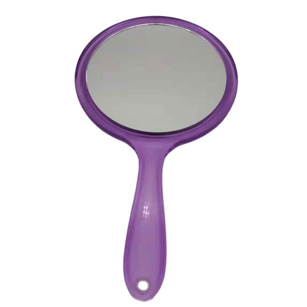 Seitruly Espejo de aumento de maquillaje de cristal para mujer, espejos cosméticos redondos de repuesto para dormitorio con mango de doble cara portátil Pinceles de maquillaje y herramientas Violeta Seitruly BFH000395-01