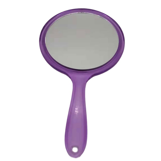 Espejo de aumento de maquillaje de cristal para mujer, espejos cosméticos redondos de repuesto para dormitorio con mango de doble cara portátil Pinceles de maquillaje y herramientas Violeta Soidarity BFH000395-01