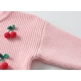 thumbnail image 4 of Bobifish Baby Light Blue Crew Neck Sweater Red Cherry Applique Long Sleeve Soft Cute Kids Outdoor Activities & Home Wear Daily Knitted Pullover Top, 4 of 7