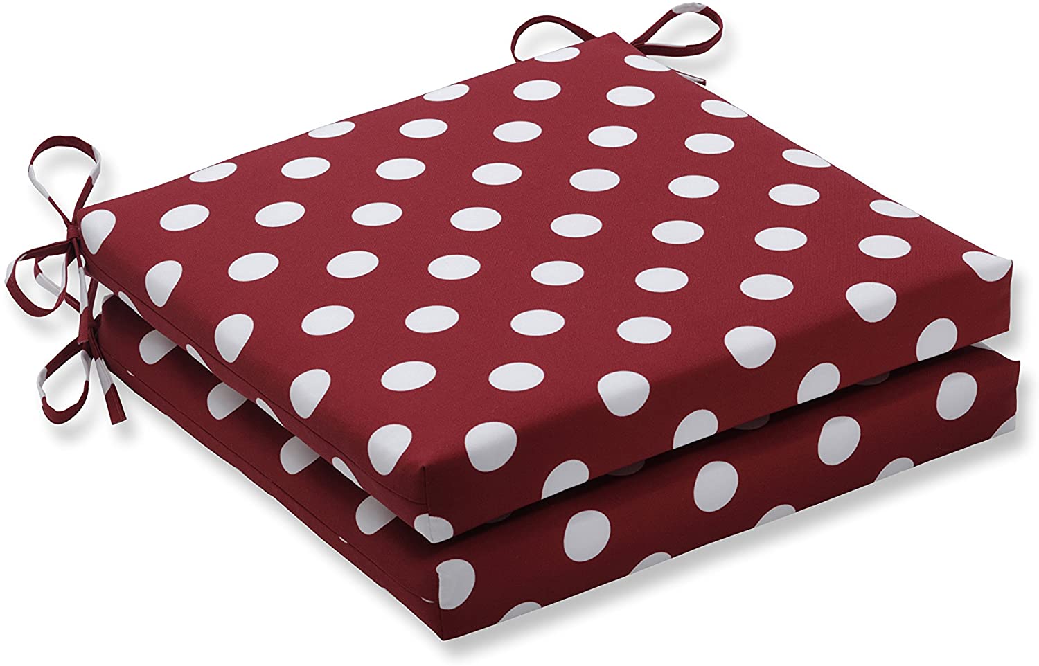Pillow Perfect Outdoor/Indoor Polka Dot Red Squared Corners Seat