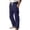 Navy, variant on Mens Cotton Linen Pants Casual Summer Vacation Baggy Beach Pants Buttoned Drawstring Yoga Trousers with Pockets,Light Brown,S