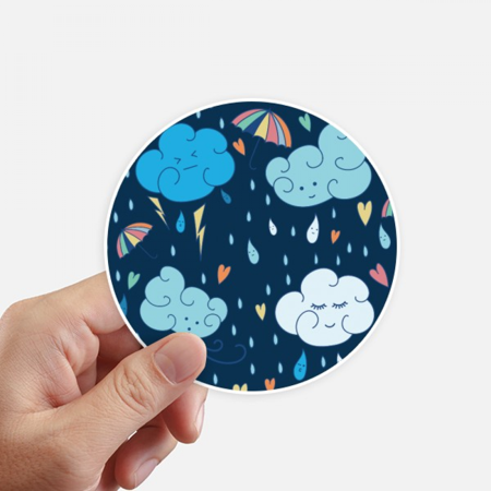 Cloud Umbrella Rain Heart Sticker Round Wall Suitcase Laptop Label Bumper
