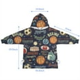 thumbnail image 7 of Navy Blue Baseball Football Pattern Blanket Hoodies for Kids 6-13YR Oversize Wearable Blanket Hoodies for Boys Girls Teens, 7 of 7