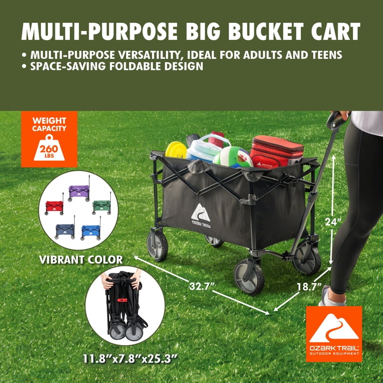 Ozark Trail Multi-Purpose Big Bucket Cart, Black Wagon - Walmart.com