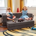 thumbnail image 3 of Jaxx Zipline Kids Sofa & Large Ottoman, 3 in 1 Fold Out Sofa, Big Kids Edition, Charcoal, 3 of 10