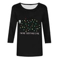 thumbnail image 4 of Christmas Shirts for Women Three Fourths Sleeve Round Neck Casual Loose Tops for Christmas Party Black 4XL, 4 of 5