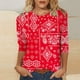 thumbnail image 1 of Fiudx Tops para Mujer Blusa Suelta Estampada con Cuello Redondo y Manga 3/4 para Mujer, 1 of 5