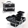 thumbnail image 5 of Professional Makeup Train Case Large Cosmetic Box Travel Storage 6 Trays Makeup Organizer Case, Black, 5 of 9