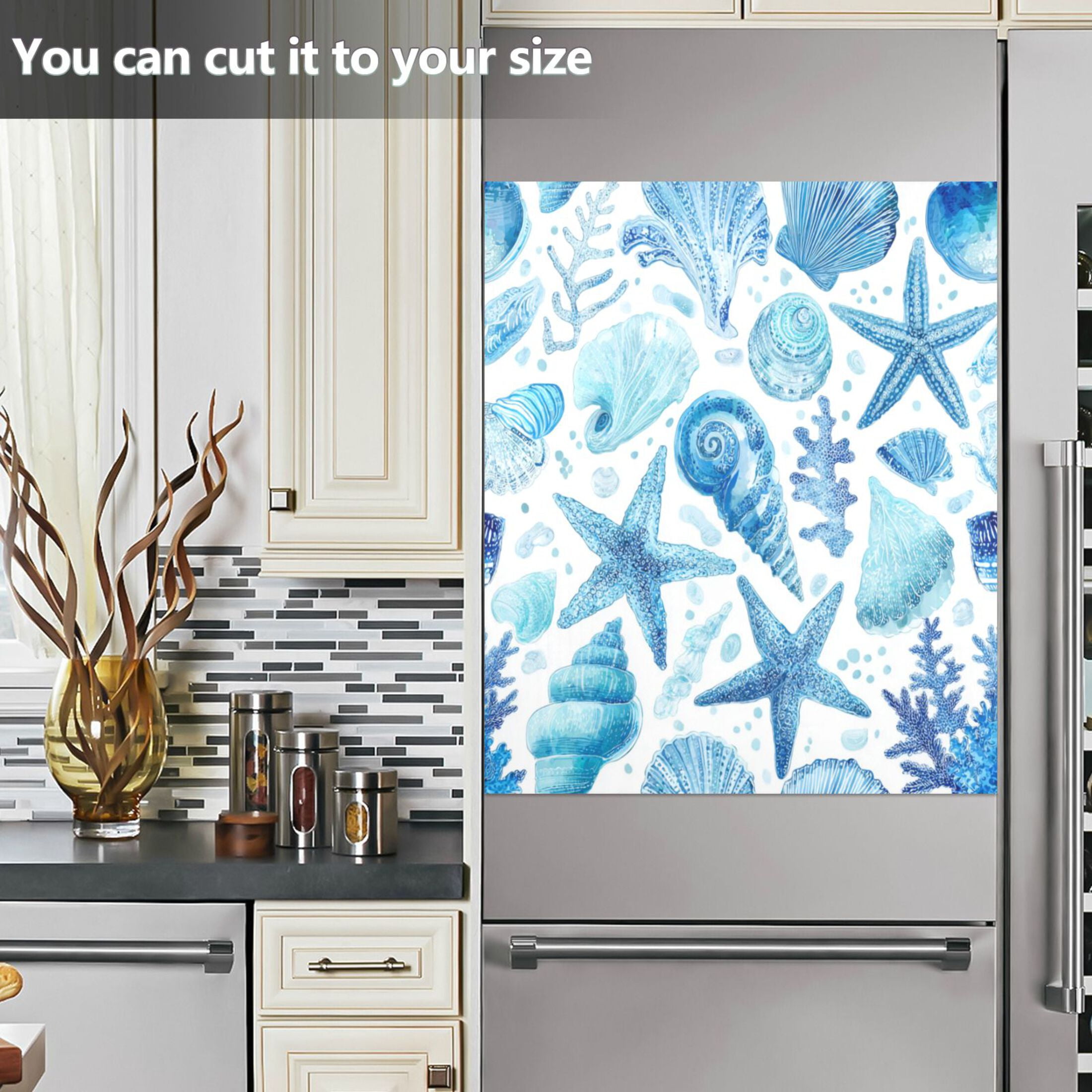 Dishwasher Magnetic Refrigerator Magnet Cover Sticker Home Decorative 23"x26" Ocean-inspired Sea Creatures Pattern