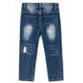 thumbnail image 2 of KIDSCOOL SPACE Girls Jeans,Elastic Waistband Inside Little Big Girl Ripped Holes Denim Pants,Blue,13-14 Years, 2 of 6