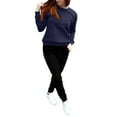 thumbnail image 3 of BLOCLOALO 2 Piece Lounge Set Long Sleeve Pullover Sweatshirts Fashionable Casual Solid Color Sweatshirt Pants Suit Pullover Crewneck Sweaters Sweatpants and Sweatshirt Set Soft Lounge Sets Navy Xxl, 3 of 8