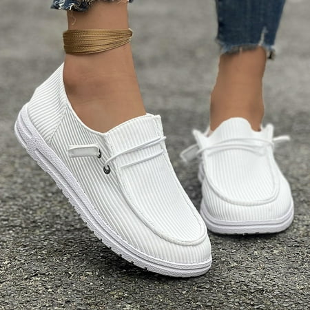Women s Canvas Lace-Up Loafers  On Loafer Shoes Low Top Fashion Sneakers Casual Flat Comfortable Walking Shoes Slip for Women