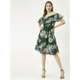 thumbnail image 3 of Moomaya Printed Off-Shoulder Poly Georgette Midi Dress Cinched Long Dress, 3 of 8