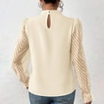 thumbnail image 4 of TSADFHJI Hauts pour Femmes Manches Longues Automne/hiver Demi-Col Montant Motif en Chiffon Manches Longues G Or, 4 of 6
