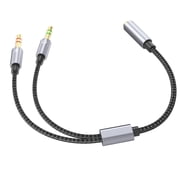 BIBABLYKE 3.5mm Jacks Sound and Microphones Splitter Cable, Braided Aux Adapter Female to 2 Male for PC, Gaming Headsets, Laptop