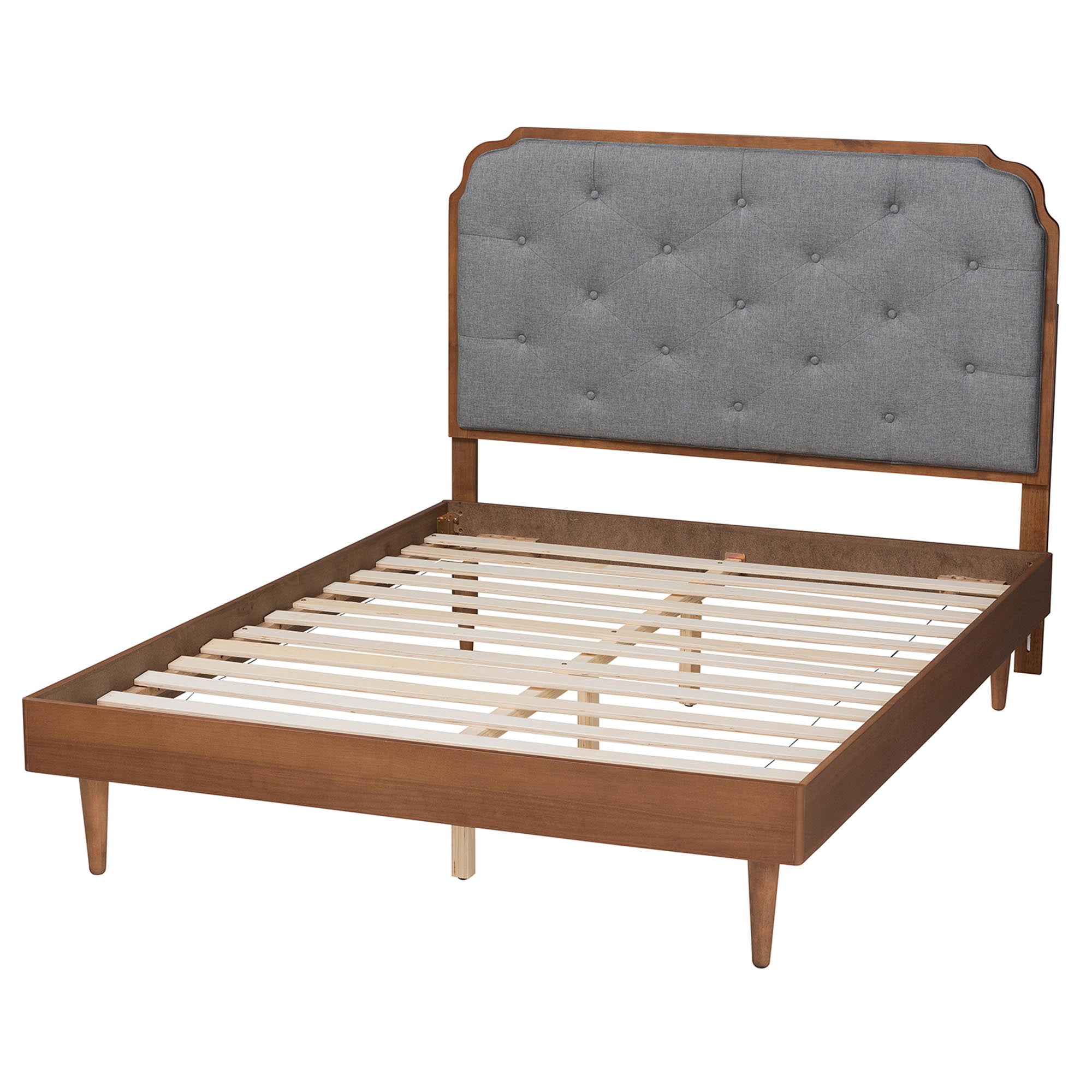 Baxton Studio Garron Mid-Century Platform bed, King, Walnut Brown
