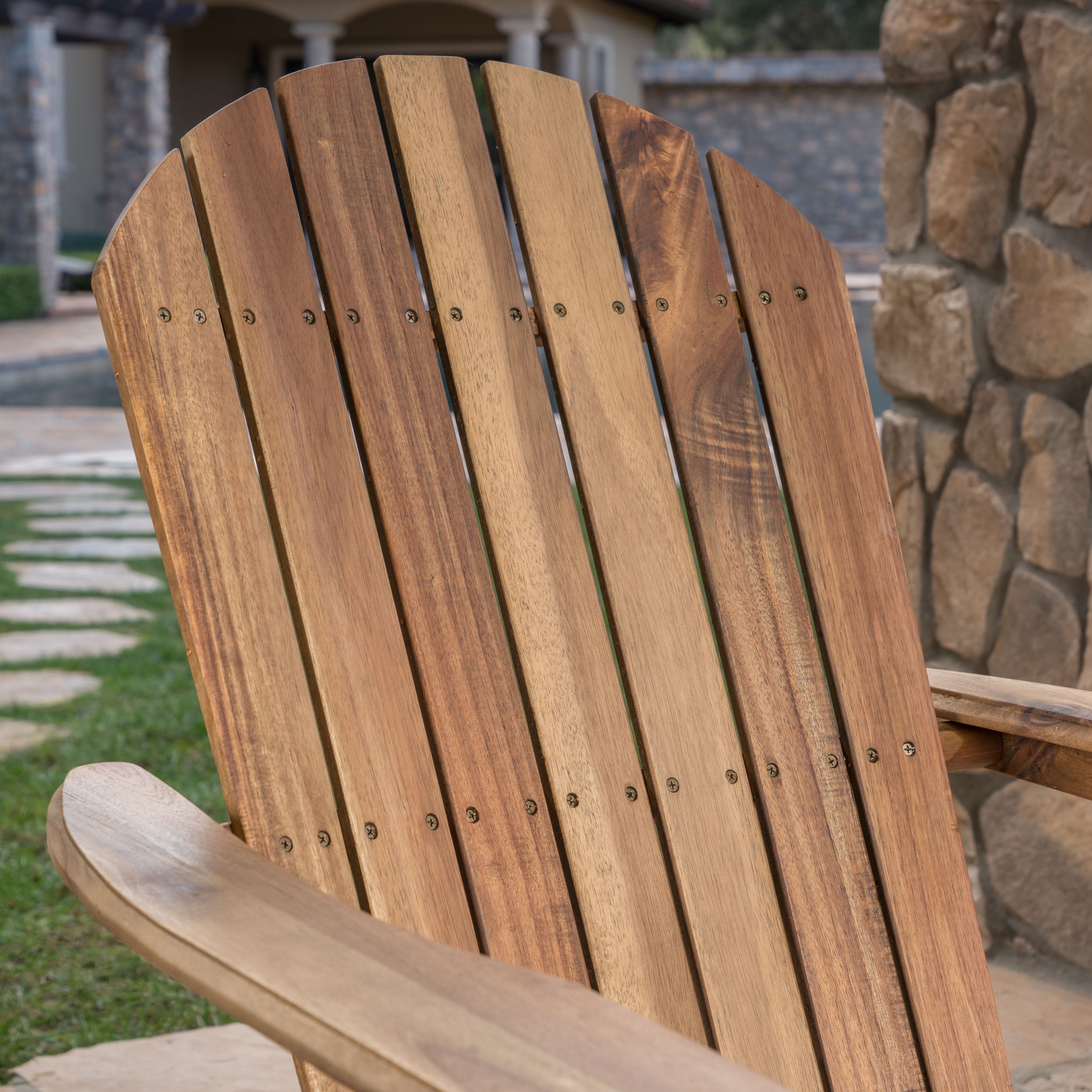 Noble House Malibu Wood Adirondack Rocking Chair in Natural Stained (Set of 2)